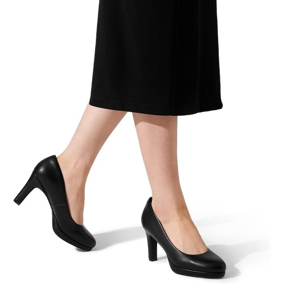 Dream Pairs Women's Black-pu Polyurethane Close Toe Low Kitten Heels Pump - Picture 6 of 7